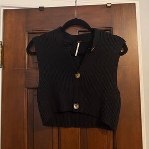 Free People Black Ribbed Knit Vest